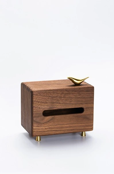 Copper Bird Wooden Tissue Box