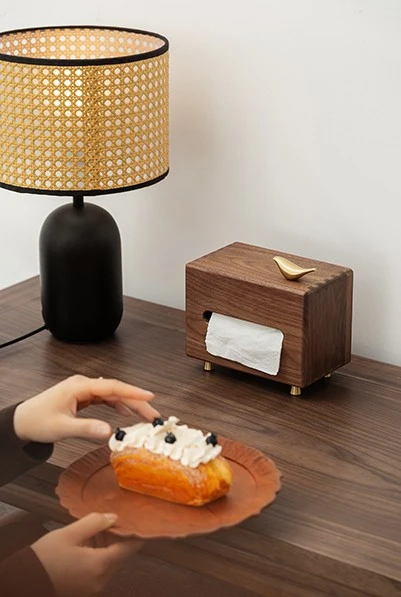 Copper Bird Wooden Tissue Box