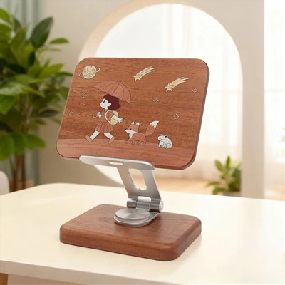 Umbrella-Holding Girl Tablet Stand